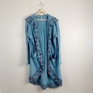 Free People Blue Patterned Cardigan